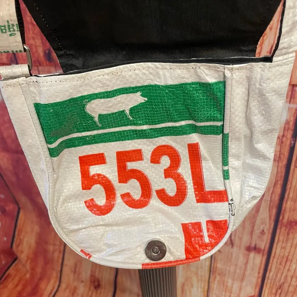Recycled Bags Handmade Upcycled Plastic Crossbody Bag Purse 7x7 Pig Design